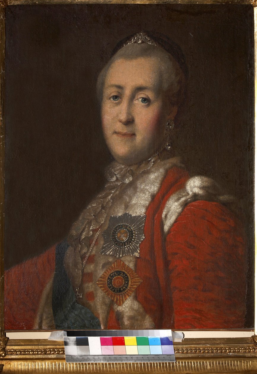 Porträt der Kaiserin Katharina II. (1729-1796), Anonym. Öl auf Leinwand, zweite Hälfte des 18. Jahrhunderts, Staatliches Museum von A.S. Puschkin, Moskau von Unknown artist