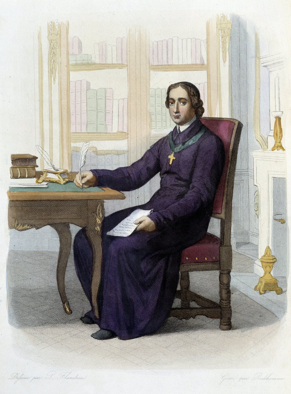 Porträt von Jean Baptiste (Jean-Baptiste) Massillon, französischer Prediger (1663-1742) - in „Le Plutarque français“, ed. Mennechet von Unknown artist