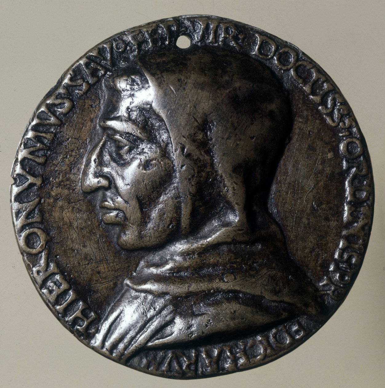 Porträt von Jerome Savonarola oder Girolamo Savonarola (1452 - 1498), italienischer Prediger. Er etablierte ein theokratisches Regime in Florenz. Medaillon der Zeit von Unknown artist