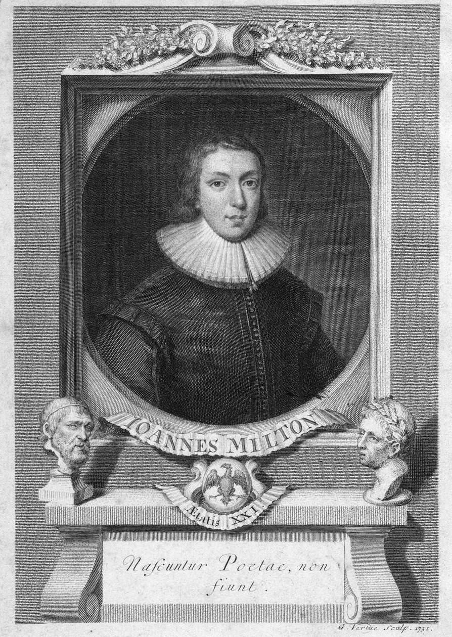 Porträt von John Milton, englischer Dichter und Essayist (1608 - 1674) Gravur des 18. Jahrhunderts von Unknown artist