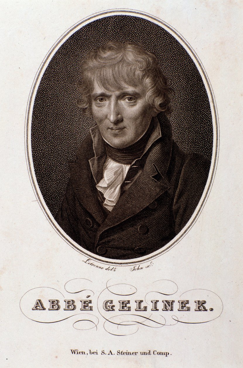 Porträt von Josef Gelinek (Joseph) (1758-1825) österreichischer Pianist, Komponist und Theologe Gravur. 19. Jahrhundert. Bologna, civico museo musico von Unknown artist
