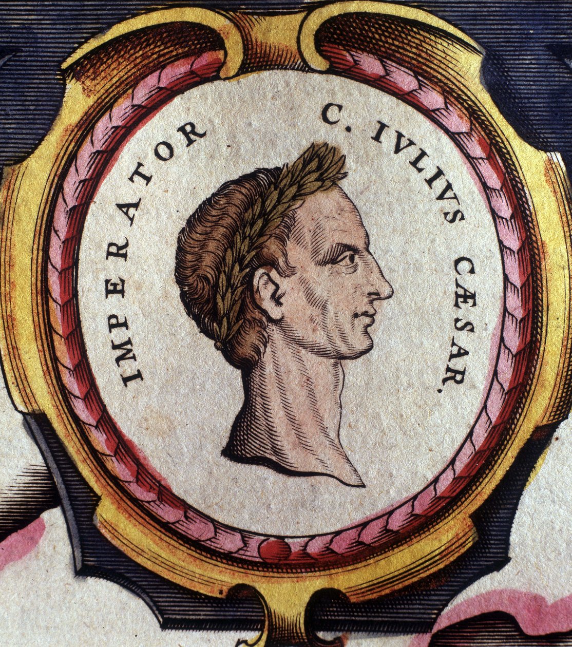 Porträt von Julius Caesar (101 - 44 v. Chr.), römischer General und Politiker. Gravur aus dem späten 18. Jahrhundert. Mailand von Unknown artist