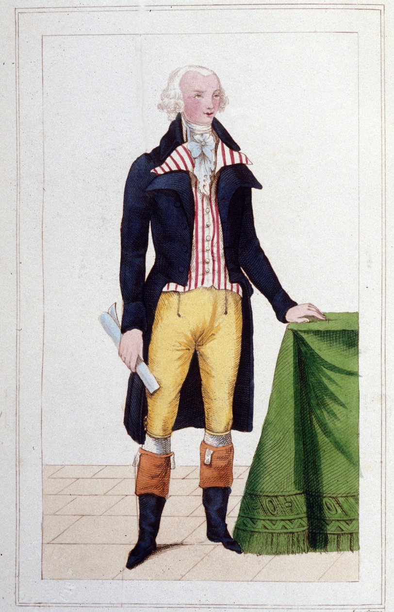 Porträt von Maximilien Robespierre (1758 - 1794). Gravur von 1830 von Unknown artist