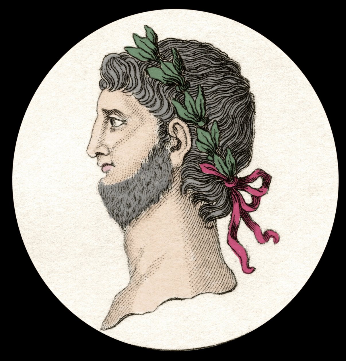 Porträt von Nero Claudius Caesar Augustus Germanicus (37-68 n. Chr.), römischer Kaiser. Gravur des 19. Jahrhunderts von Unknown artist
