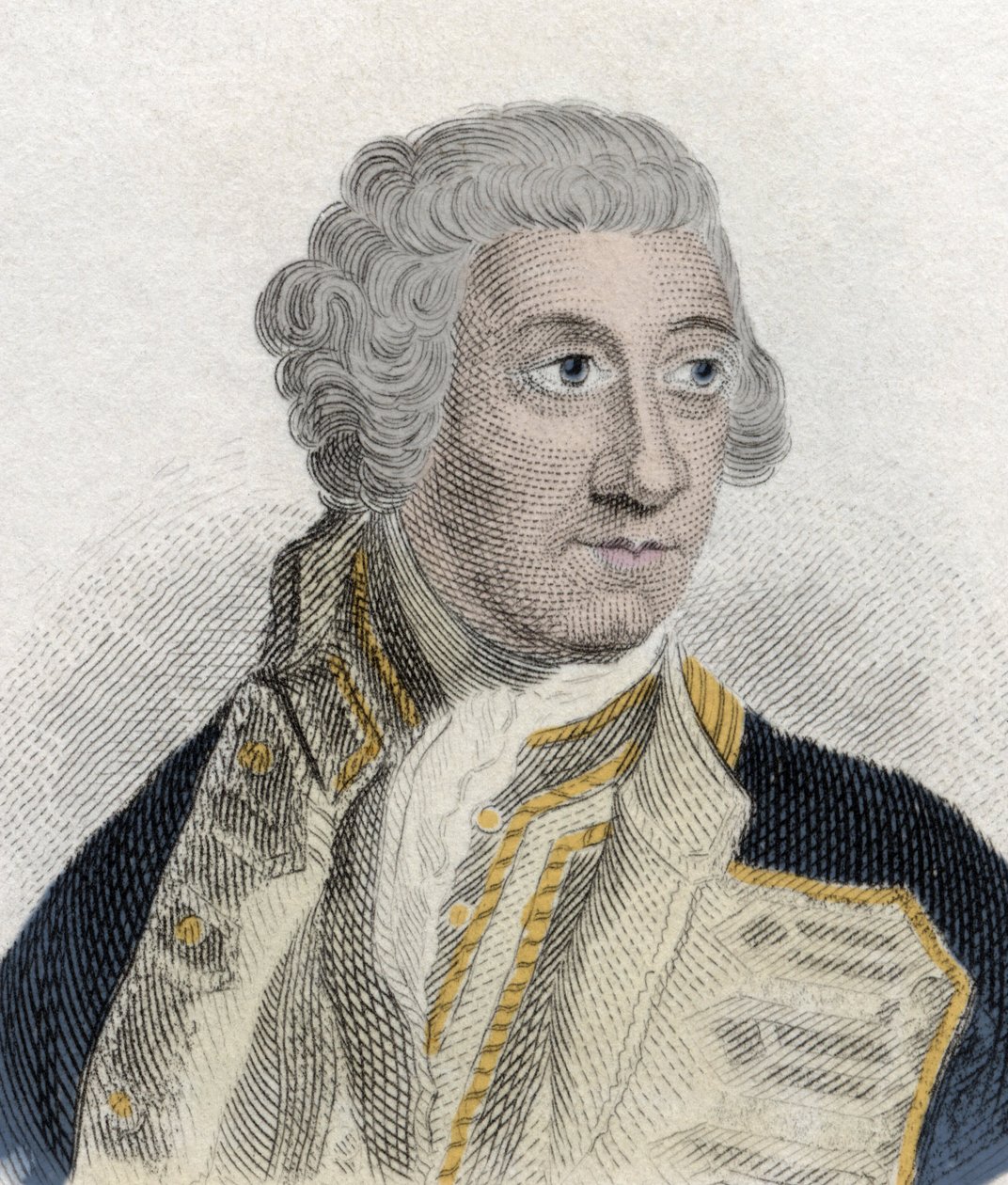 Porträt von Sir Charles Saunders (ca. 1715-1775), englischer Admiral der britischen Royal Navy und Erster Lord der Admiralität. Stich aus dem 19. Jahrhundert von Unknown artist