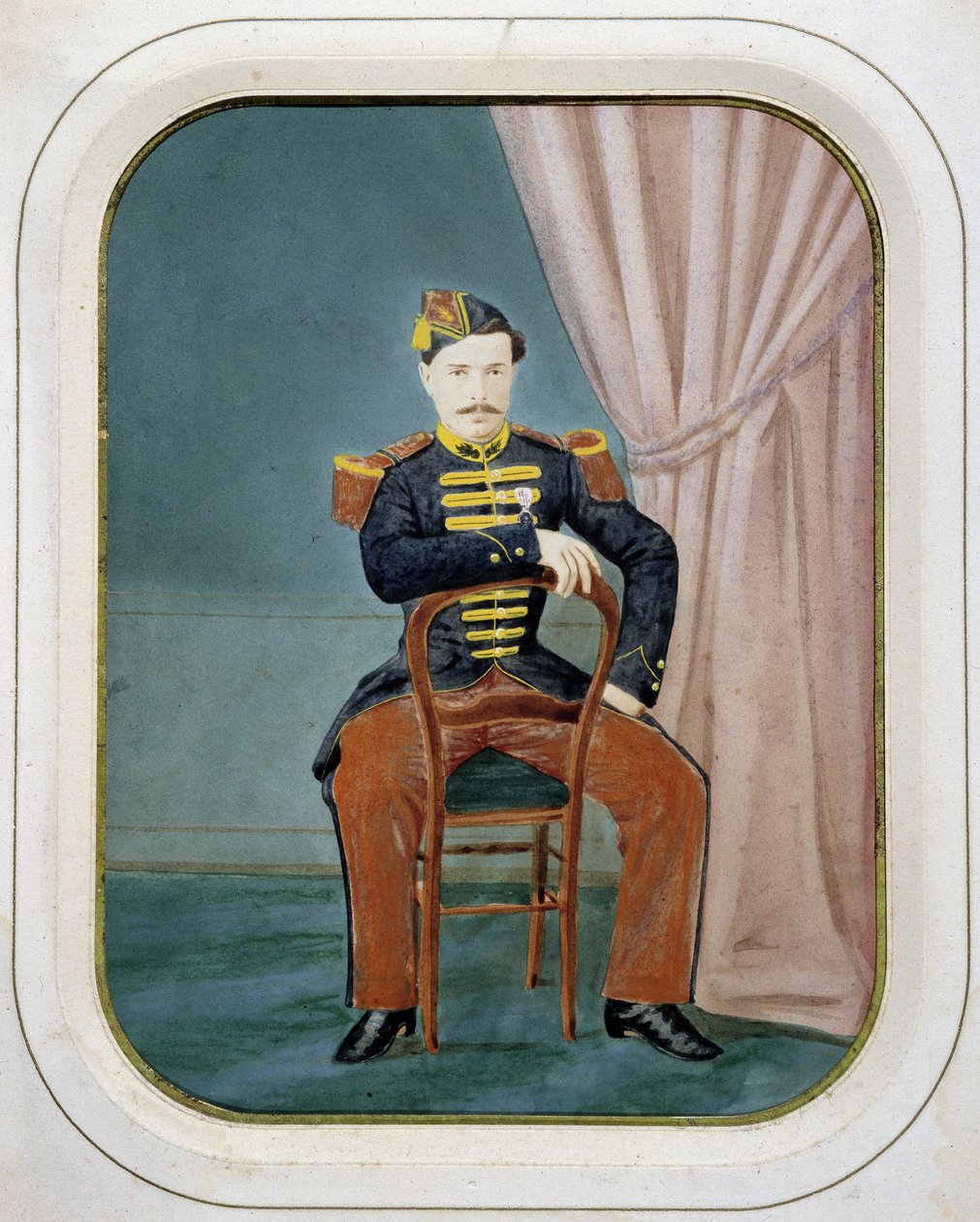 Porträt eines Soldaten. Anonymes koloriertes Foto, um 1880. von Unknown artist