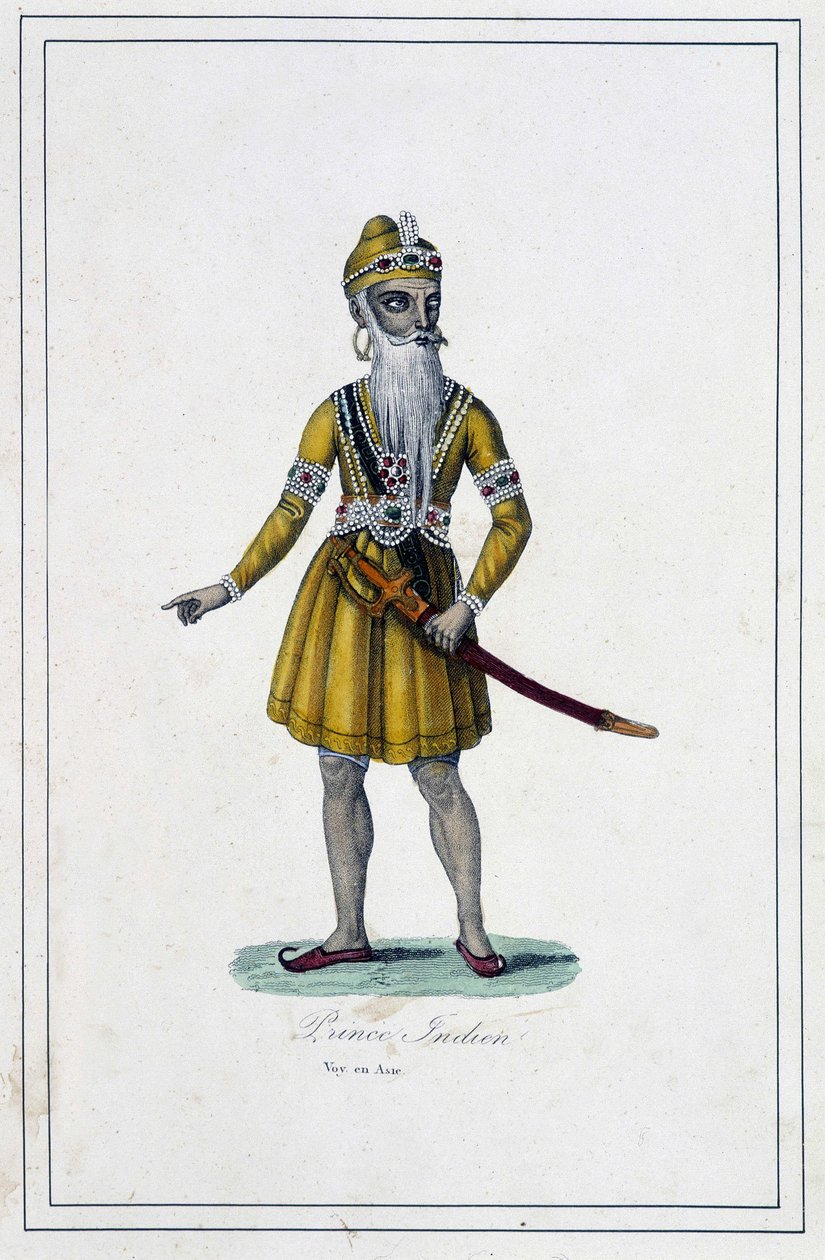 Porträt eines indischen Prinzen in traditioneller Tracht - in "Les peuples de la terre" von Abbe Paul Jonhanneaud, Librairie des Bons livres von Unknown artist