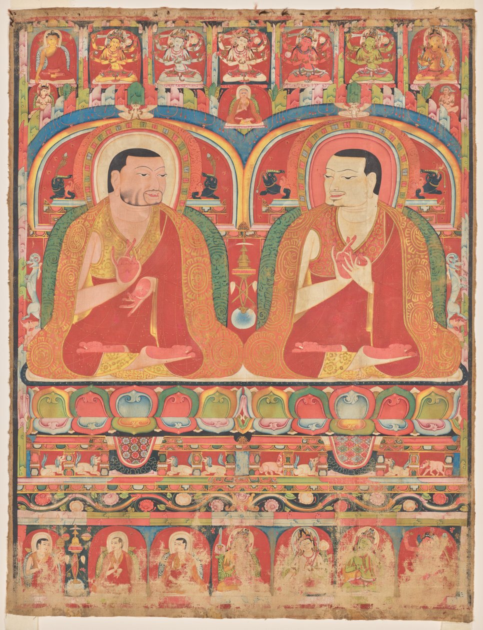 Porträts von zwei Linienmeistern des Kagyu-Ordens: Phagmo Drupa (1110–1170) und Tashipel (1142–1210) von Unknown artist