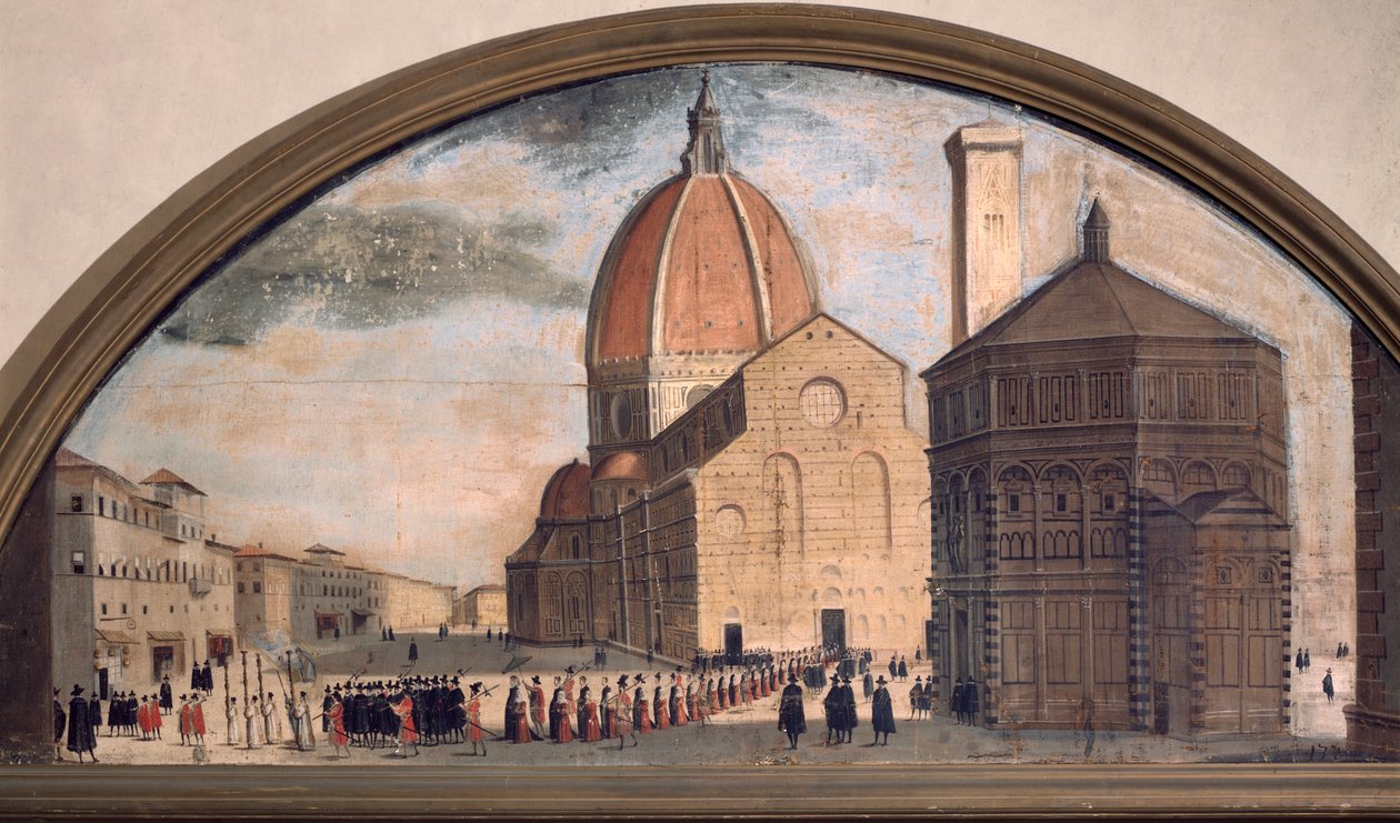 Prozession auf dem Platz der Kathedrale Santa Maria del Fiore, Florenz von Unknown artist