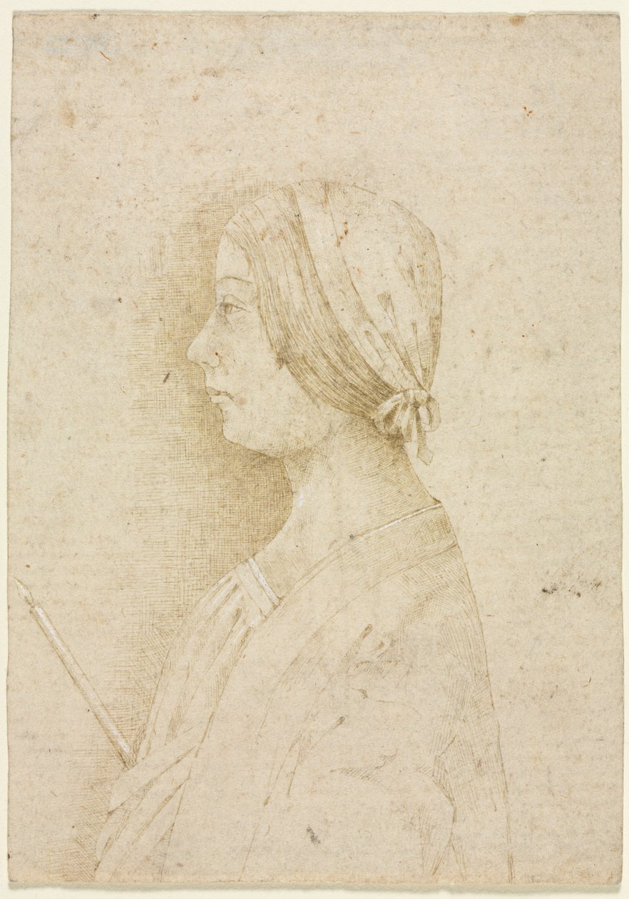Profil eines Mädchens, das eine Kerze hält von Unknown artist