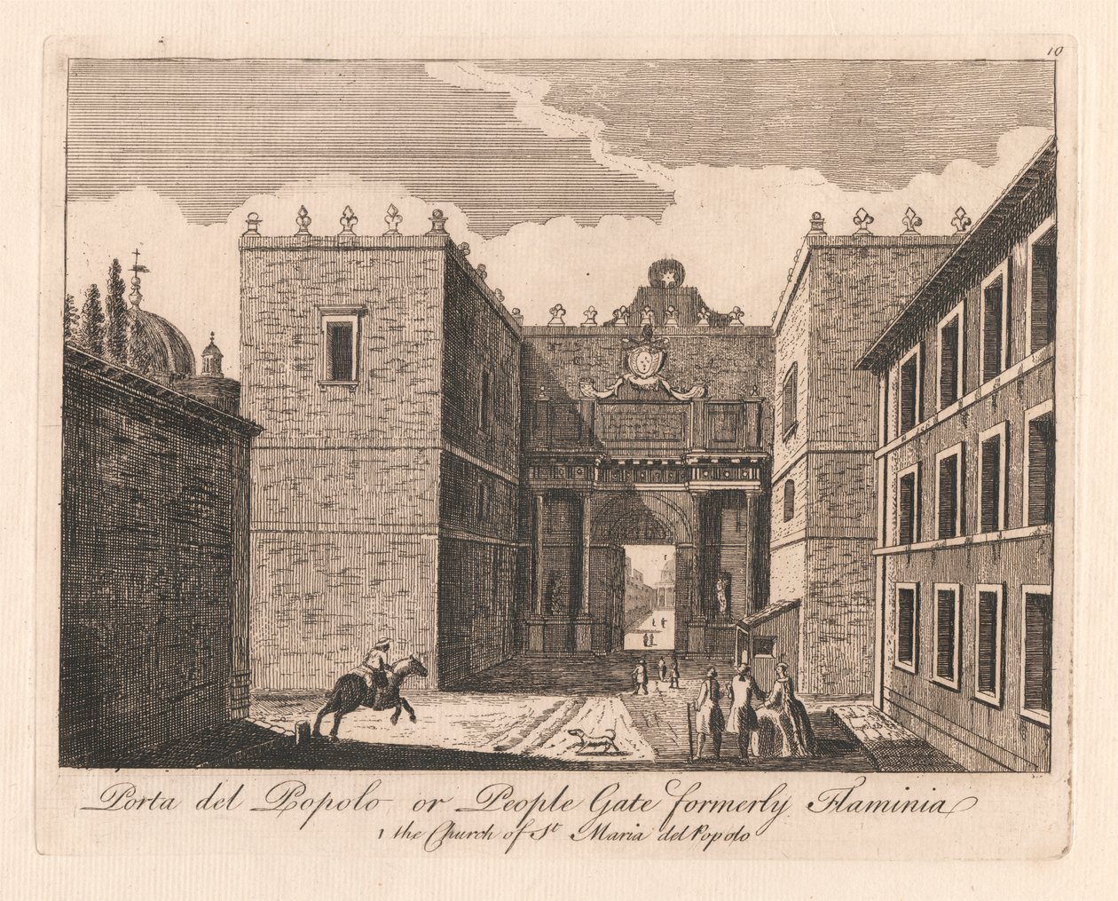 Prota del Popolo oder Volkstor ehemals Flaminia: 1. die Kirche St. Maria del Popolo von Unknown artist