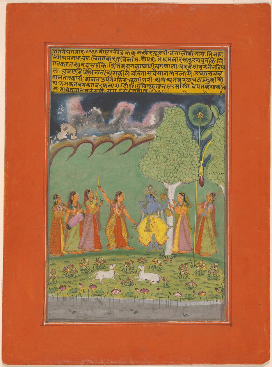 Rag Megh Malar, Seite aus einem Kranz von musikalischen Ragas (Ragamala) Set von Unknown artist