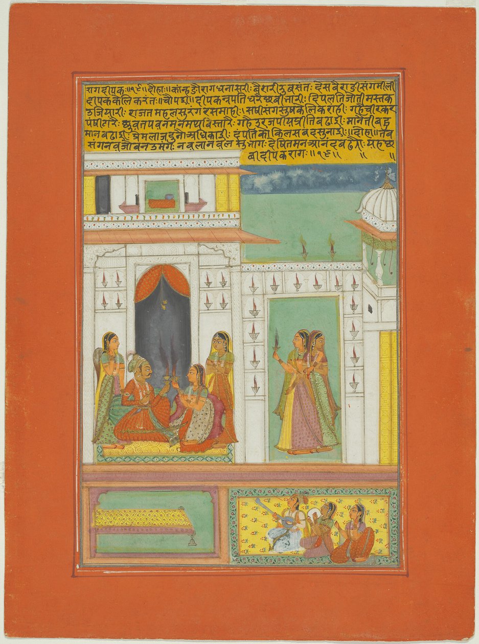 Raga Dipak, Seite aus einem Jaipur Ragamala Set von Unknown artist