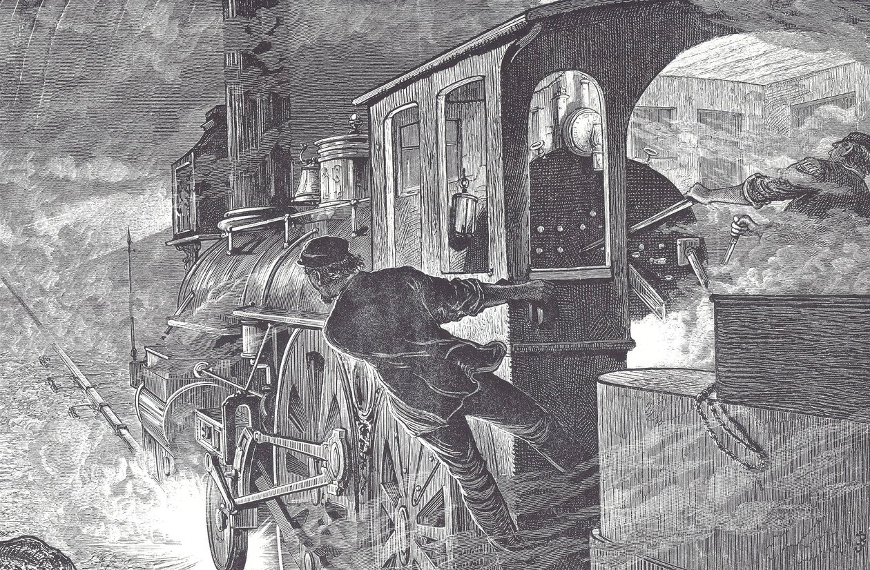 Eisenbahnfahrer, späte 19. Jahrhundert (Holzstich) von Unknown artist