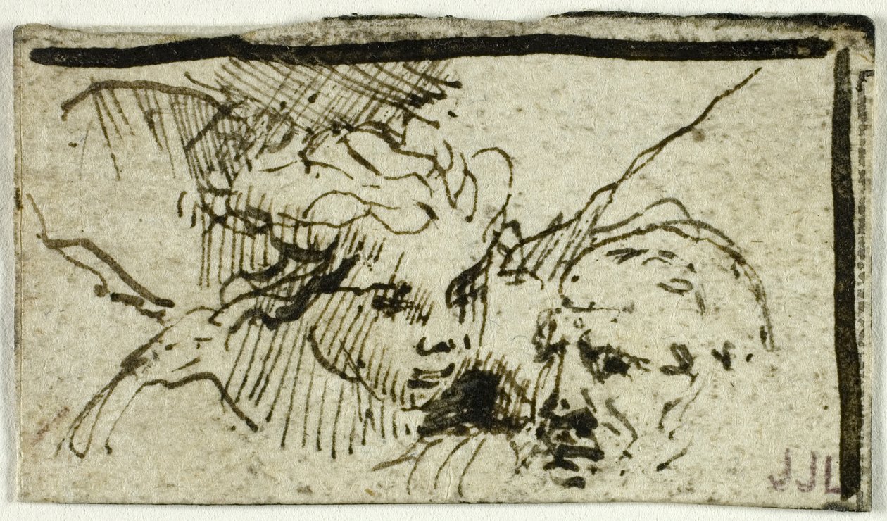 Rembrandts Opferung Isaaks - Köpfe von Abraham und Engel von Unknown artist