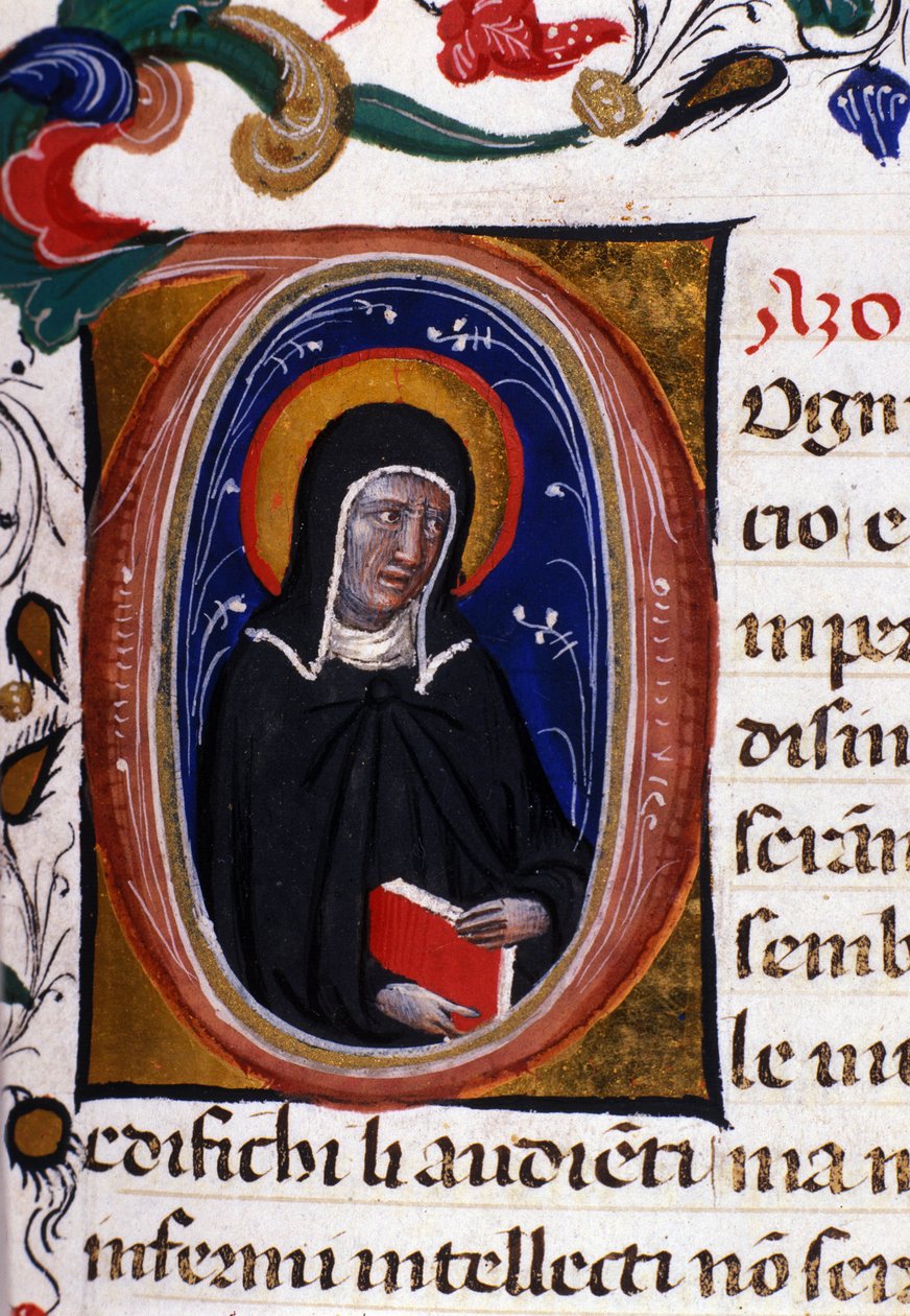 Darstellung der Heiligen Klara von Assisi (ca. 1192-1253), Gründerin des Klarissenordens. Miniatur aus einem Manuskript des 15. Jahrhunderts von Unknown artist