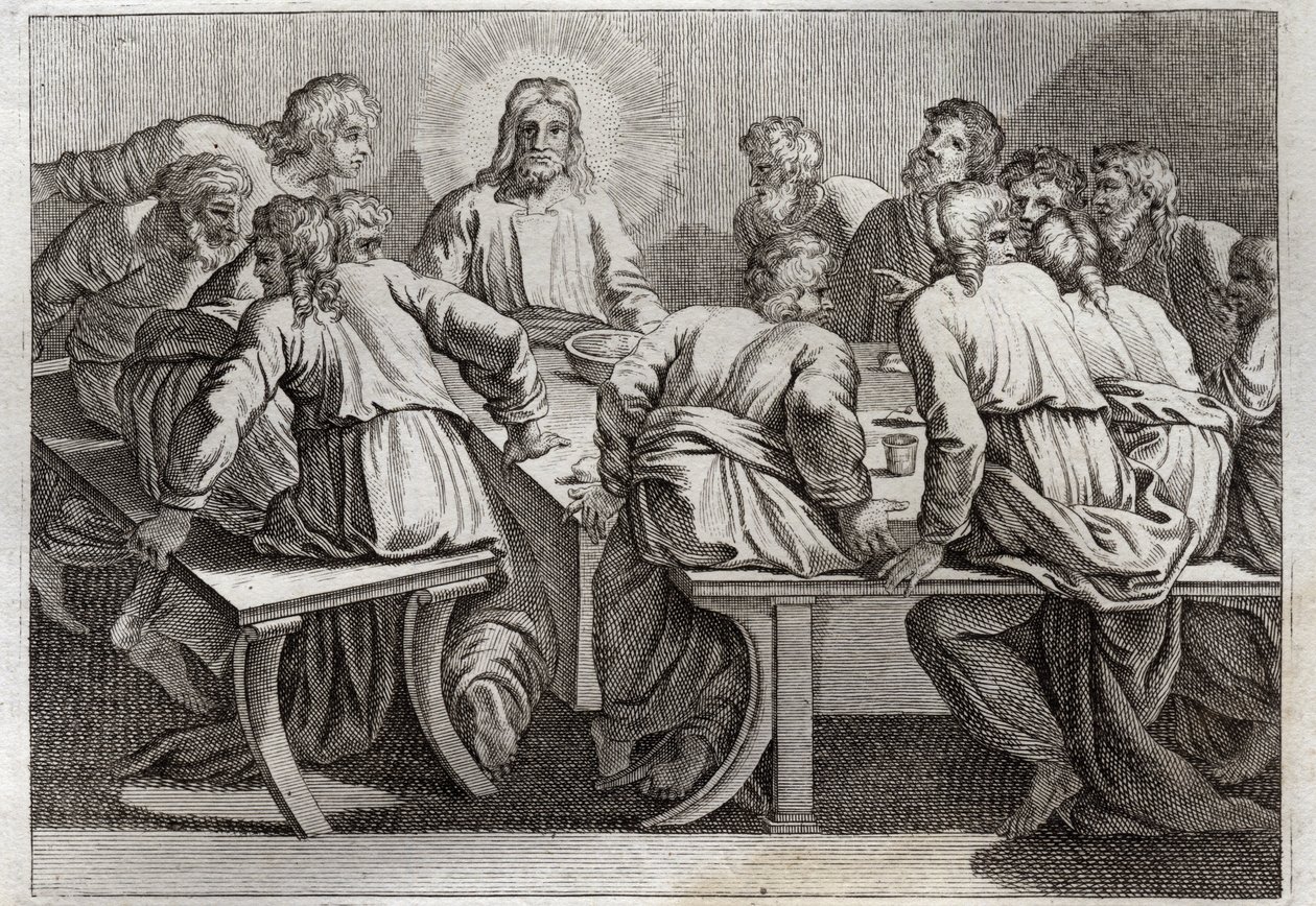 Bibel von Royaumont, Neues Testament: Das Abendmahl. Illustration von 1811. von Unknown artist