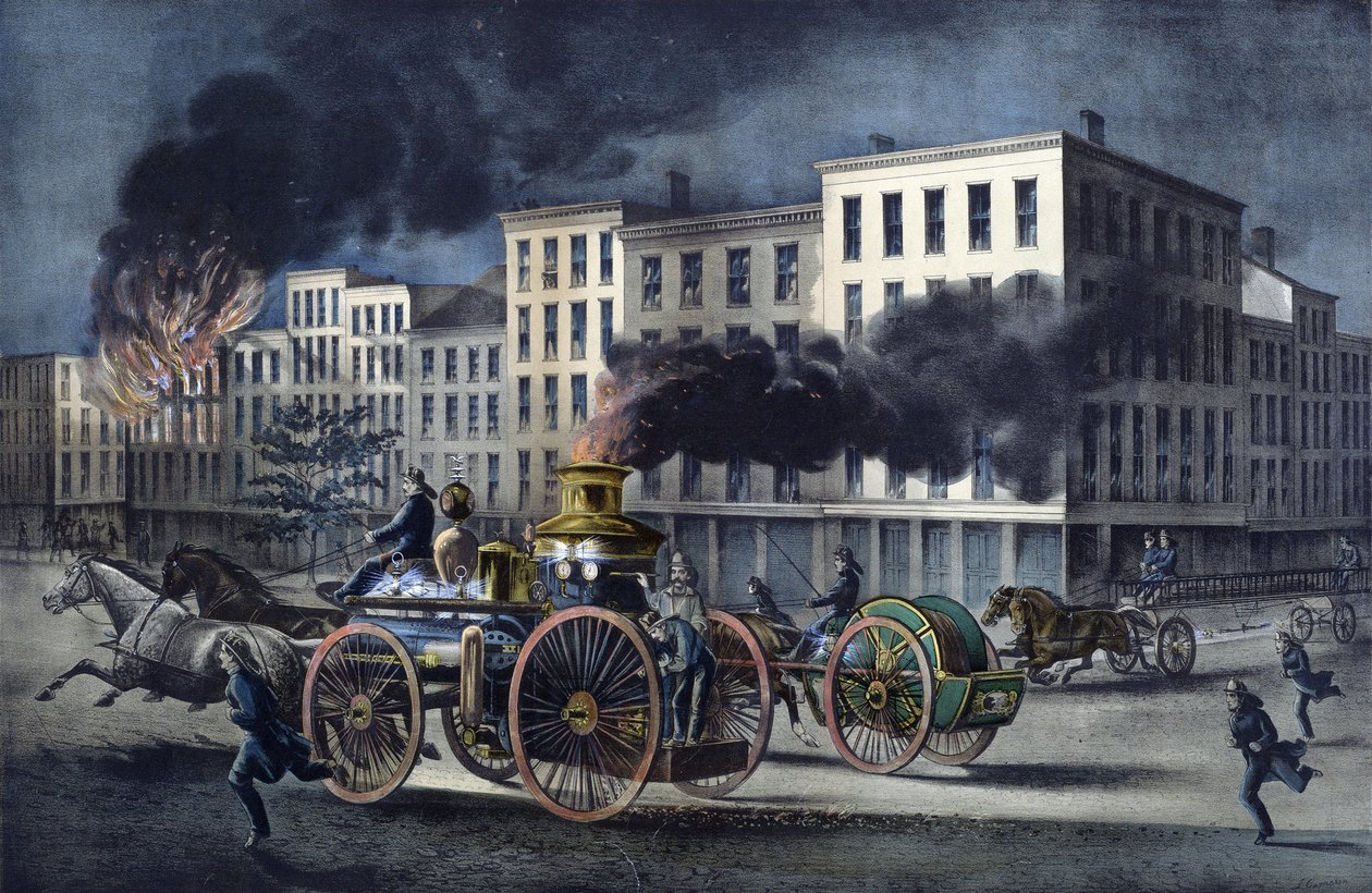 Szene aus dem Alltag amerikanischer Feuerwehrleute von Unknown artist