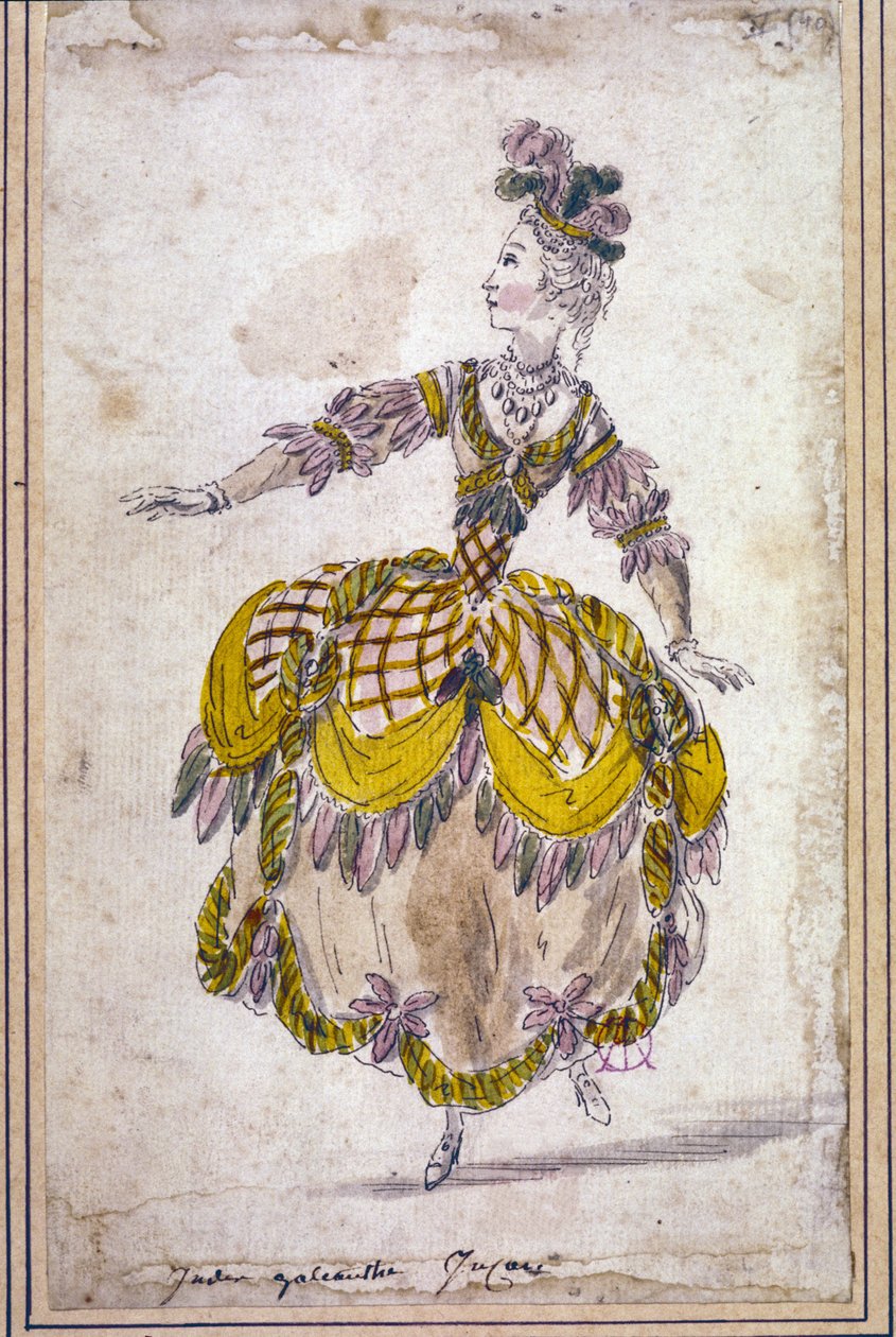 Szenografie: Kostümzeichnung für die Opernballett „Les Indes galantes“ von Jean Philippe Rameau (1683-1764) 1761. Aquarell von Unknown artist