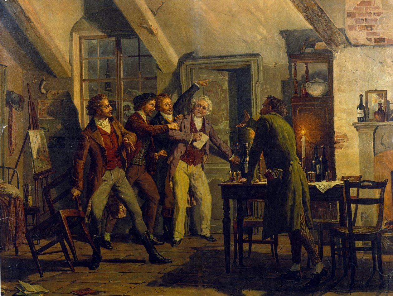 Szenografie von Luigi Morgari (geboren 1857) für die Oper „La Bohème“ von Giacomo Puccini (1858-1924) 19. Jahrhundert von Unknown artist