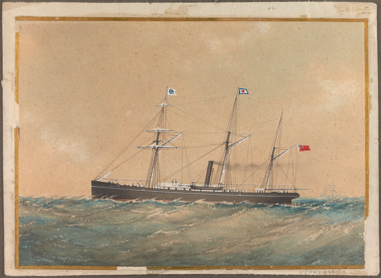 Schraubendampfschiff unter der Flagge von Satsuma, wahrscheinlich 