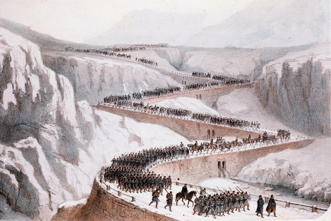 Zweiter Italienischer Unabhängigkeitskrieg: der Durchgang von Moncenisio durch die französische Armee am 29. April 1859 von Unknown artist