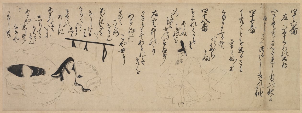 Abschnitt eines illustrierten Genji-Gedichtwettbewerbs von Unknown artist