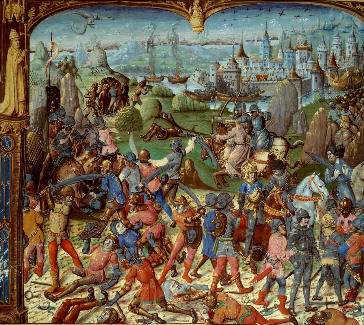 Siebter Kreuzzug (1248-1254). Ludwig IX. (Saint Louis) (1215-1270), König von Frankreich, mit den Kreuzfahrern nach der Niederlage gegen die Sarazenen in Mansourah 1250 von Unknown artist