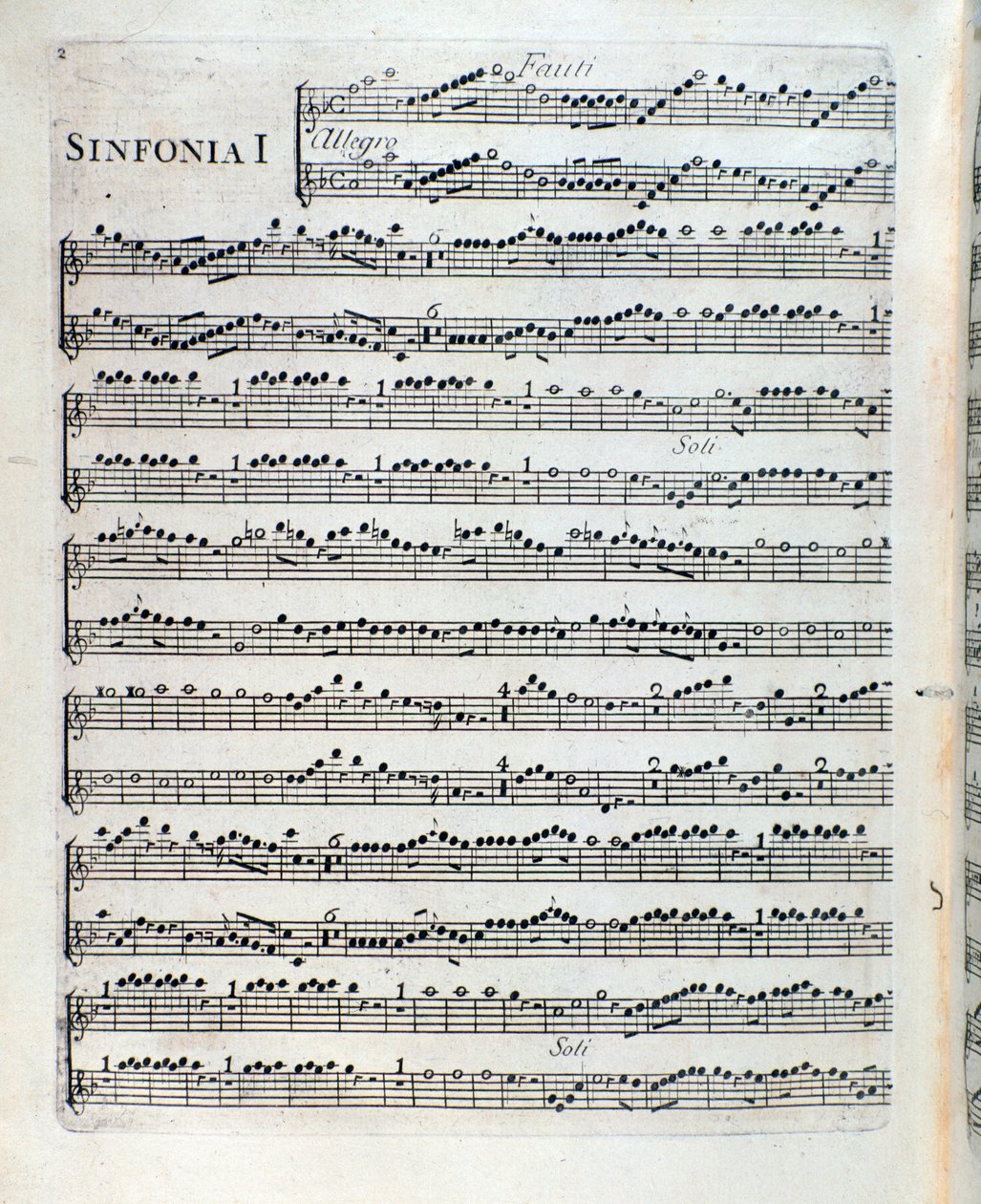 Notenseite für die Flöte in der ersten Symphonie von Sei sinfonie a piu strumenti op. 5 von Francois Joseph Gossec von Unknown artist