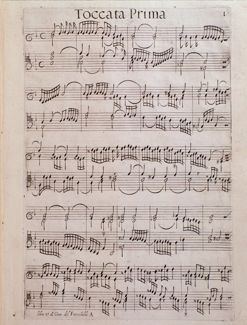 Notenseite des zweiten Buches der Toccaten von Girolamo Frescobaldi von Unknown artist