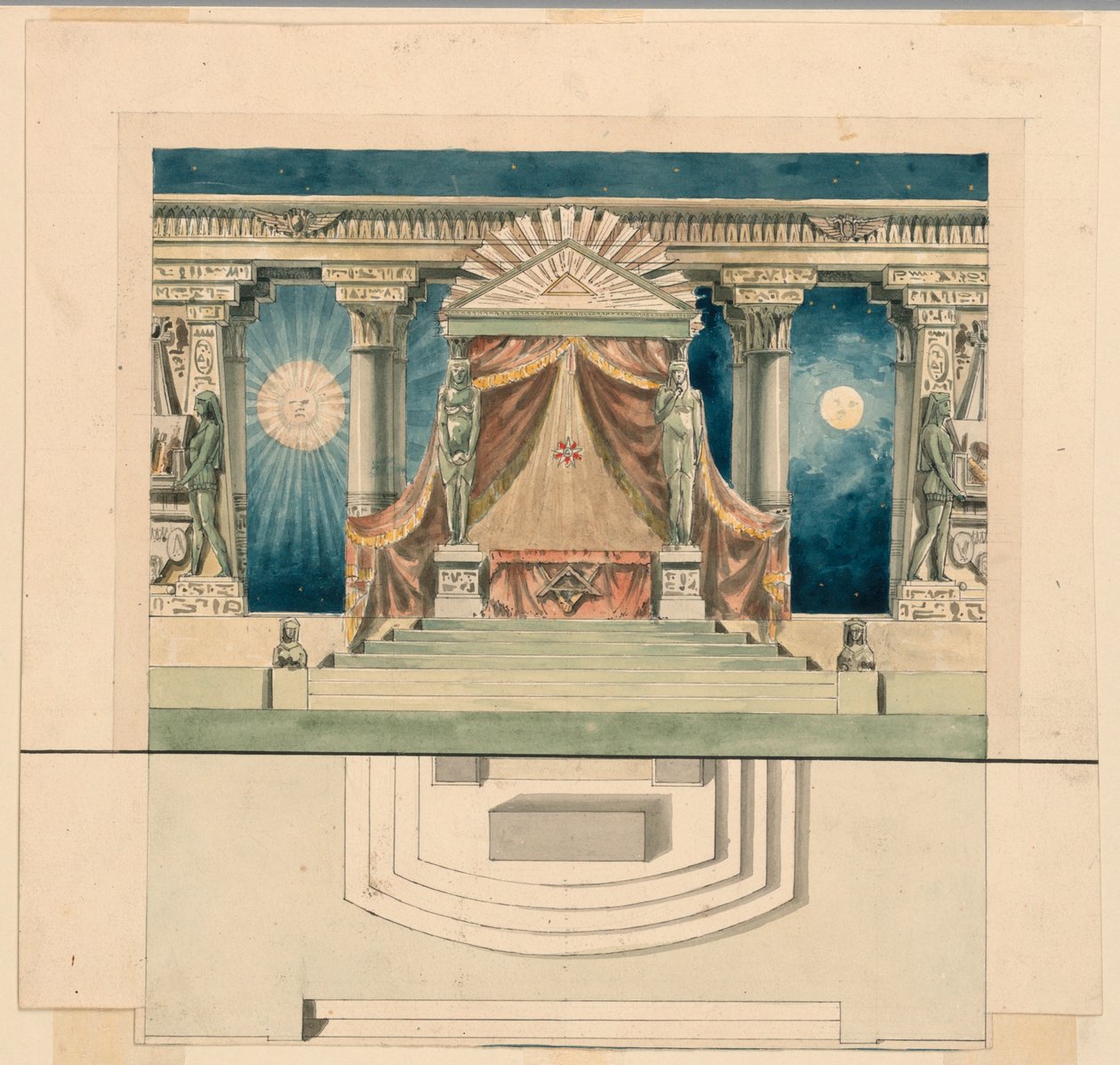 Bühnenbild, Altar im ägyptischen Tempel von Unknown artist