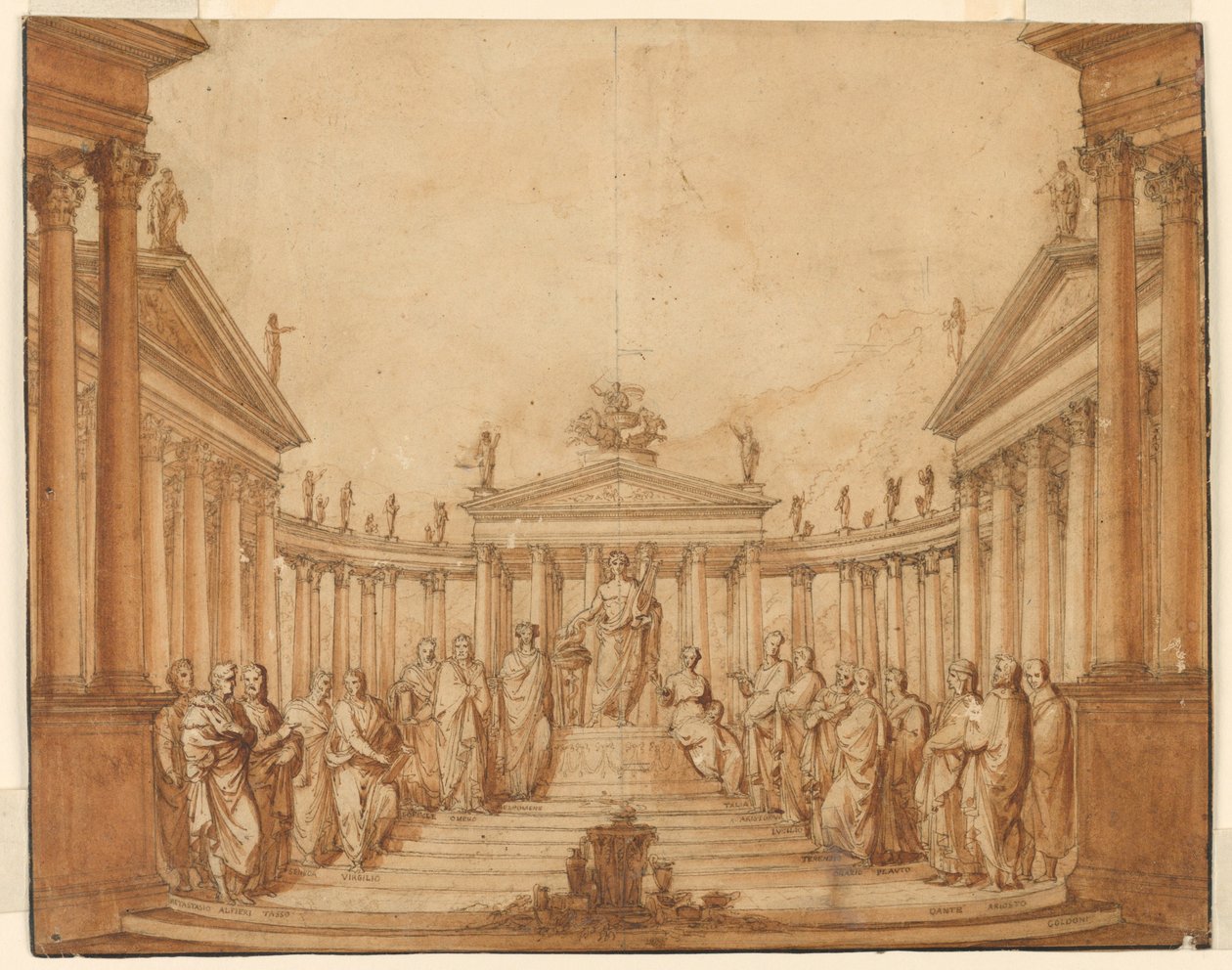 Bühnenbild, Apollo mit berühmten Männern und Musen von Unknown artist