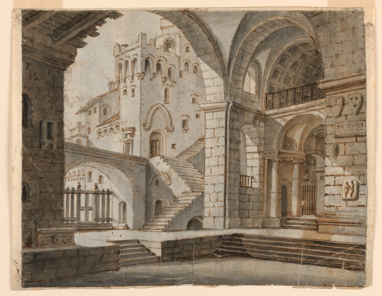 Bühnenbild: Hof in gotischem Schloss von Unknown artist
