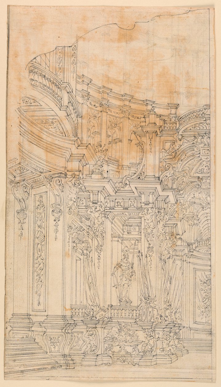 Bühnenbild: Palastarchitektur mit Trophäen von Unknown artist