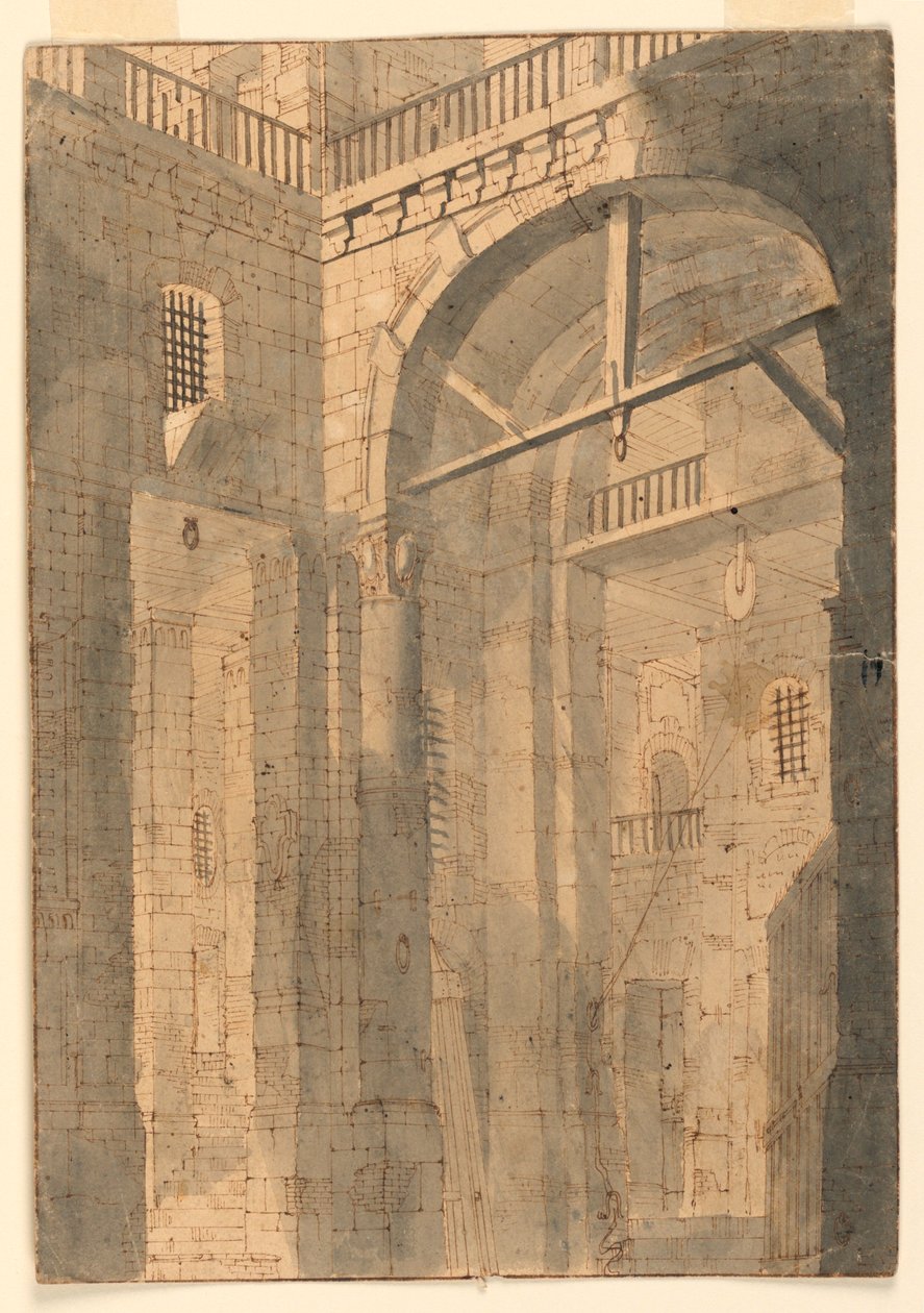 Bühnenbild, Gefängnishalle von Unknown artist