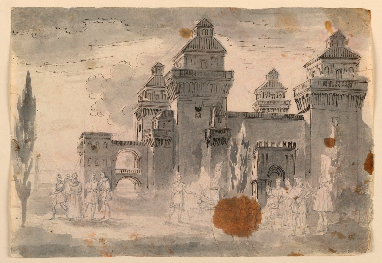 Bühnenbild, Blick auf Schloss von Unknown artist