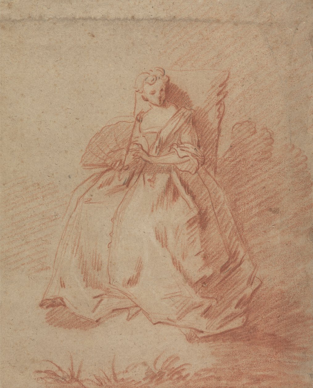 Studie einer sitzenden Frau mit Fächer von Unknown artist