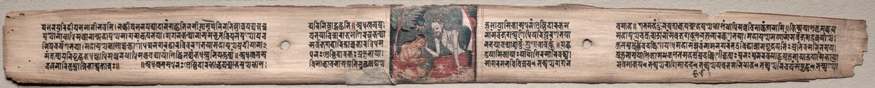 Sudhana und der Rishi Bhishmottaranirgosha: Folio 94 (recto), aus einem Gandavyuha-Sutra (Schrift der höchsten Anordnung) von Unknown artist
