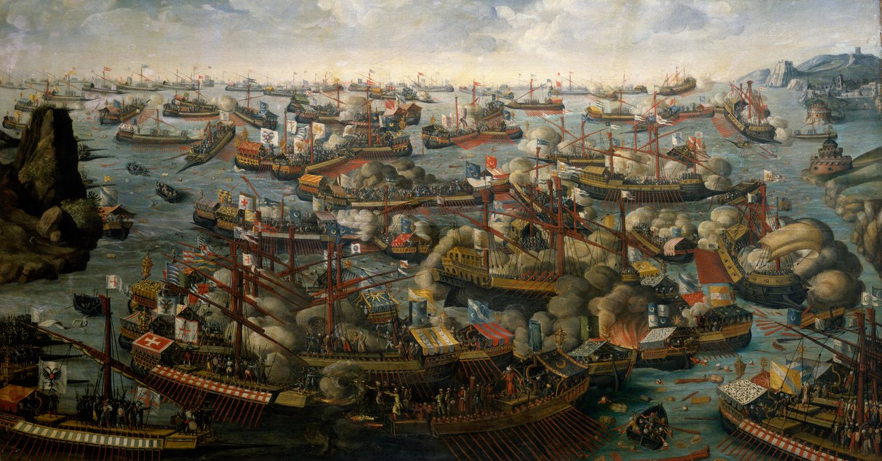 Die Schlacht von Lepanto, 7. Oktober 1571, spätes 16. Jahrhundert von Unknown artist