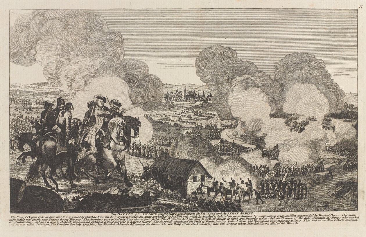 Die Schlacht von Prag, 6. Mai 1757 (Kupferstich) von Unknown artist
