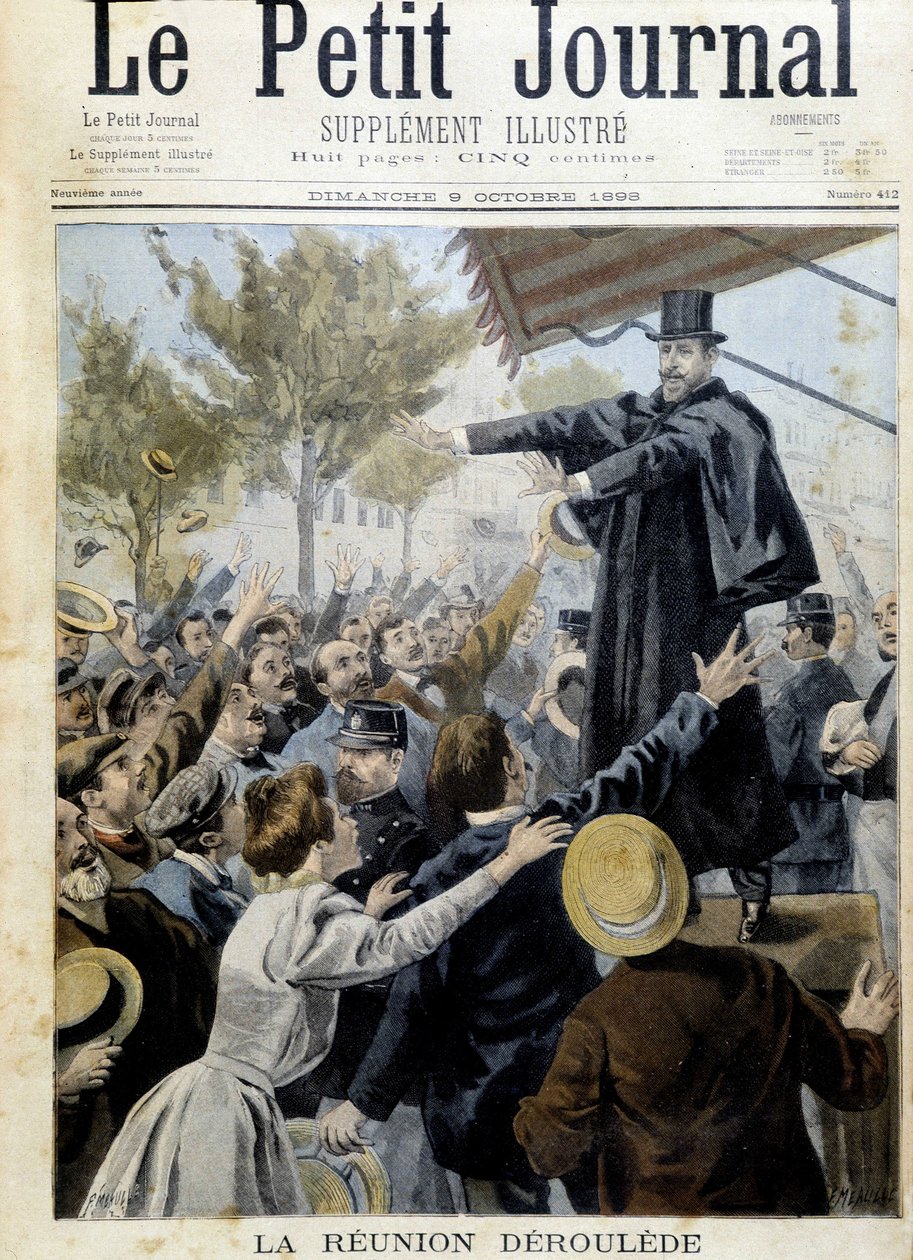 Das Deroulede-Treffen. Rede von Paul Deroulede (1846-1914), einem der Gründer der Liga der Patrioten - in „The Petity Journal“ vom Okt. 1898 von Unknown artist