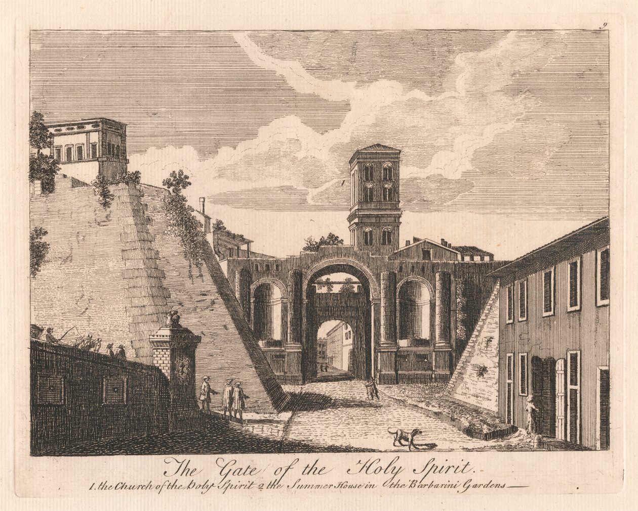 Das Tor des Heiligen Geistes: 1. die Kirche des Heiligen Geistes 2. das Sommerhaus in den Barbarini-Gärten von Unknown artist