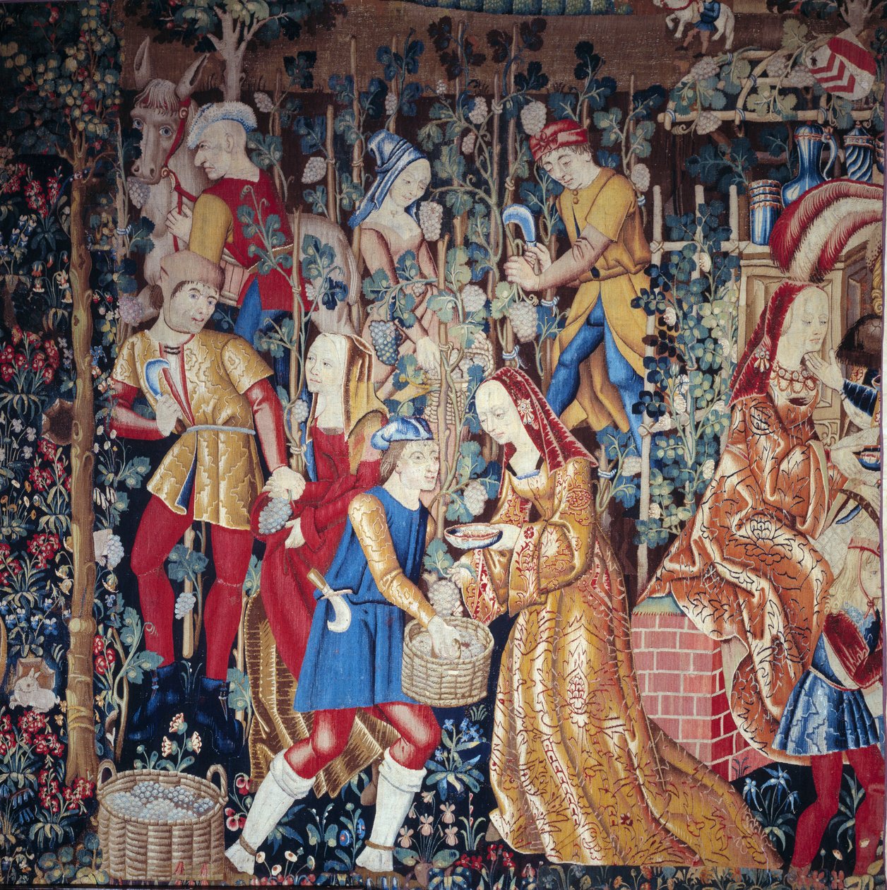 Die Ernte Bauern pressen Trauben (Detail) von Unknown artist