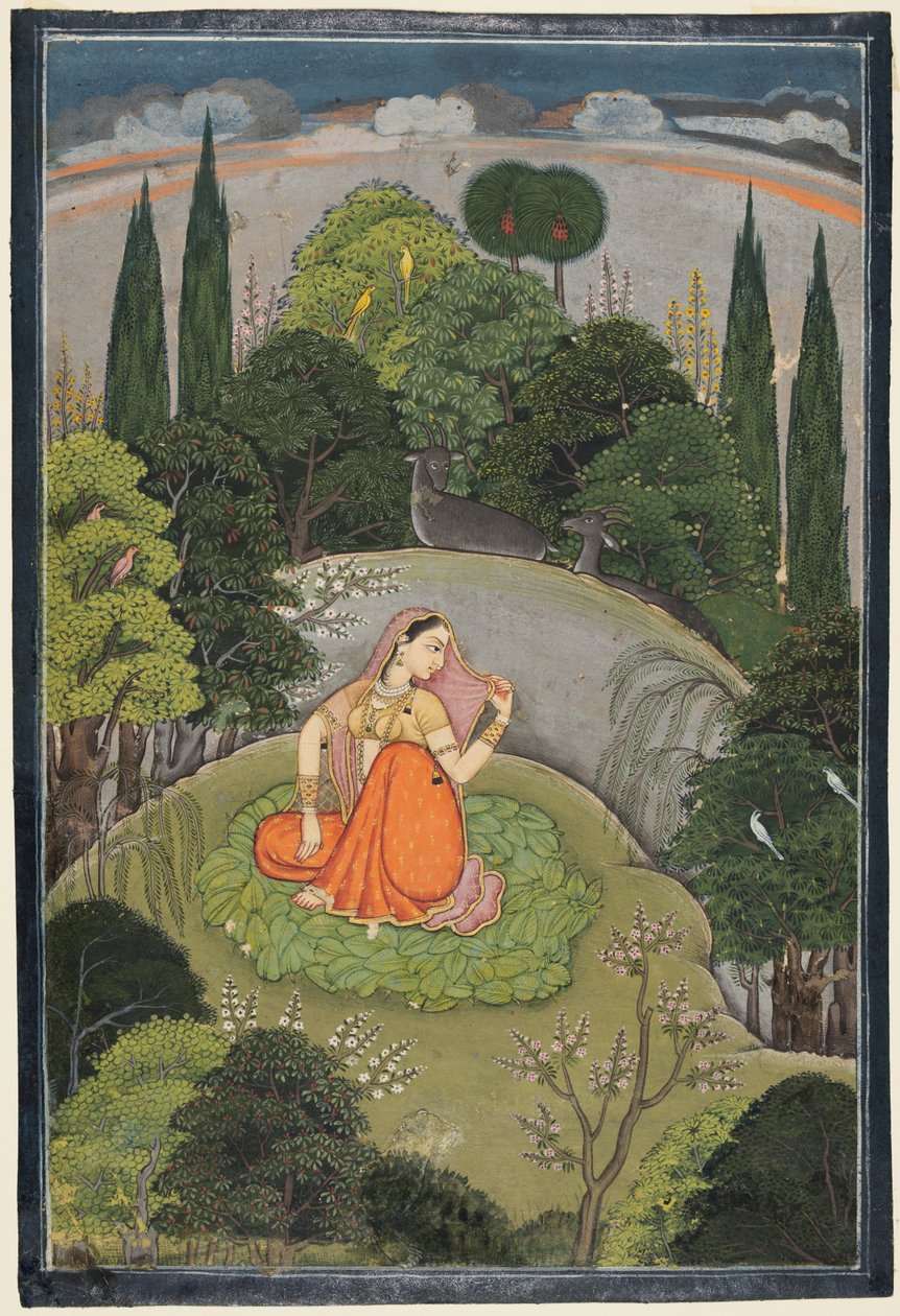 Die Heldin, die sehnsüchtig auf ihren abwesenden Liebhaber wartet: Utka Nayika von Unknown artist