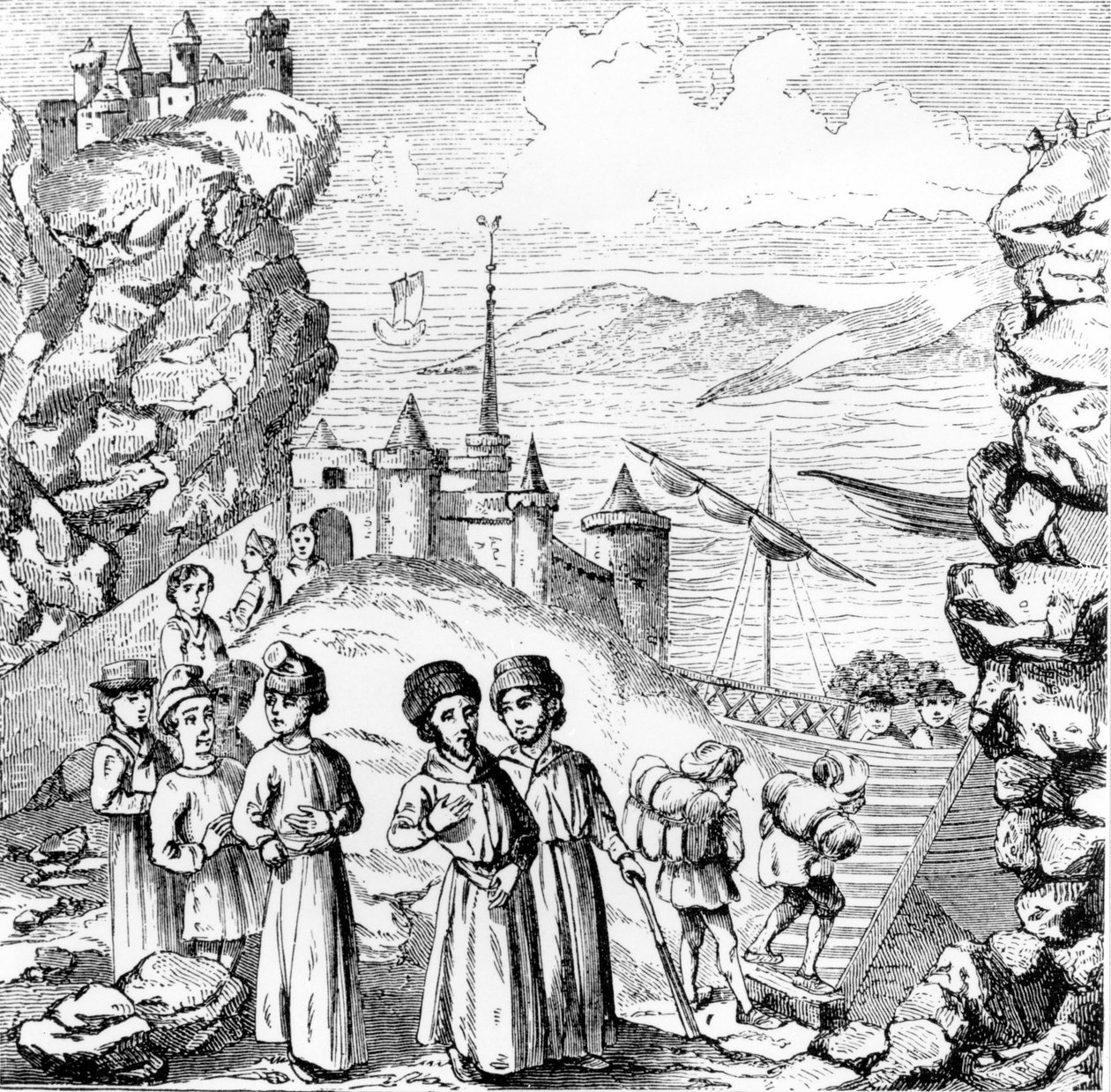 Die Vertreibung der Juden aus Spanien. Reproduktion einer Gravur aus dem frühen 17. Jahrhundert. von Unknown artist