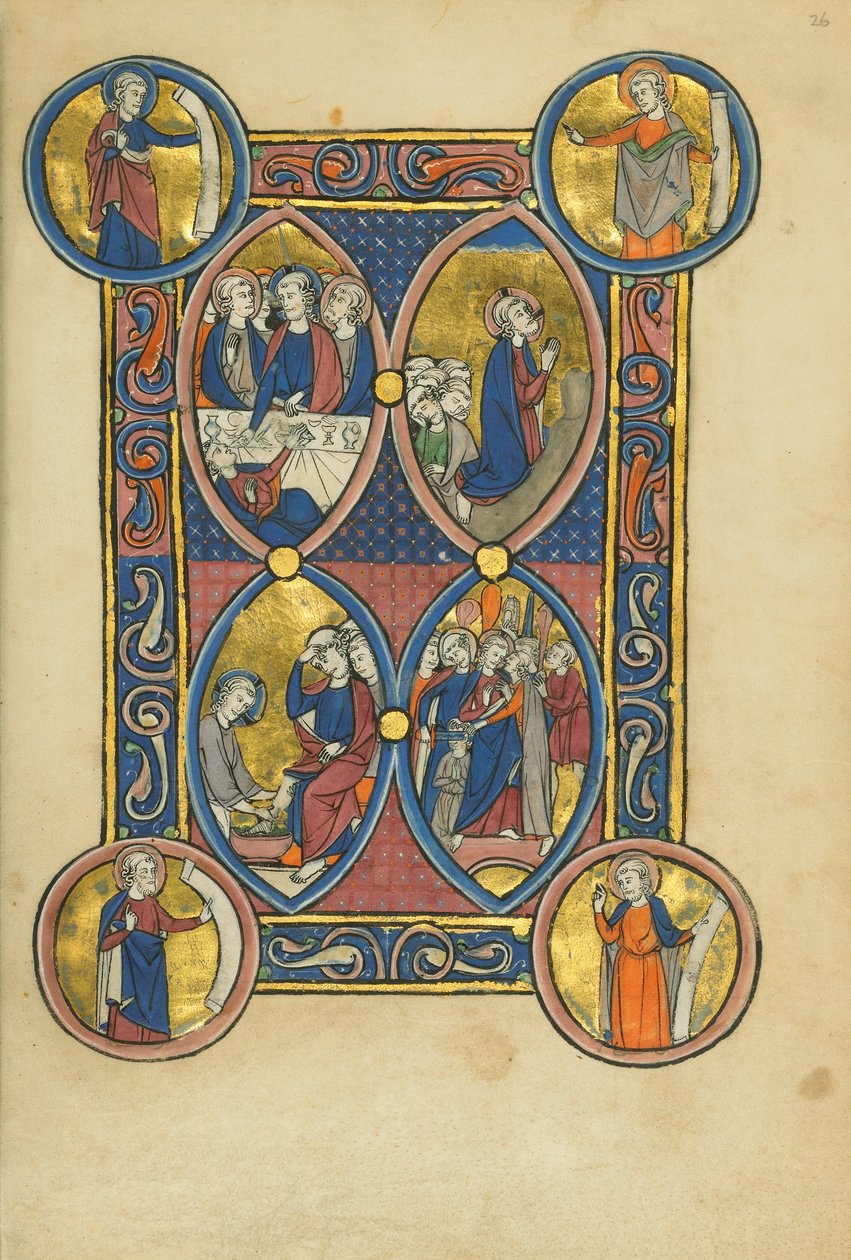 Das letzte Abendmahl; Christus wäscht den Aposteln die Füße; Die Agonie im Garten; Der Verrat an Christus von Unknown artist
