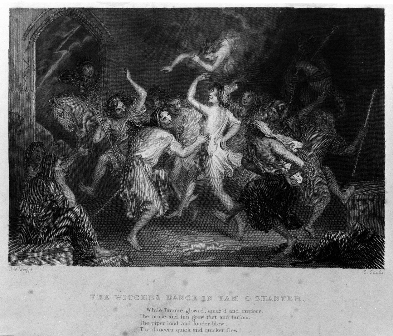 Die Legende von Cutty Sark nach dem Gedicht von Robert Burns: der Hexentanz. Gravur aus dem 19. Jahrhundert von Unknown artist