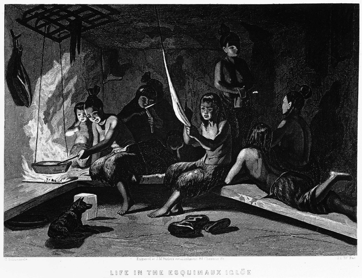 Das Leben der Eskimos in einem Iglu - Elisha Kent Kane, Arktische Erkundungen in den Jahren 1853-1855, Philadelphia, Childs und Peterson von Unknown artist