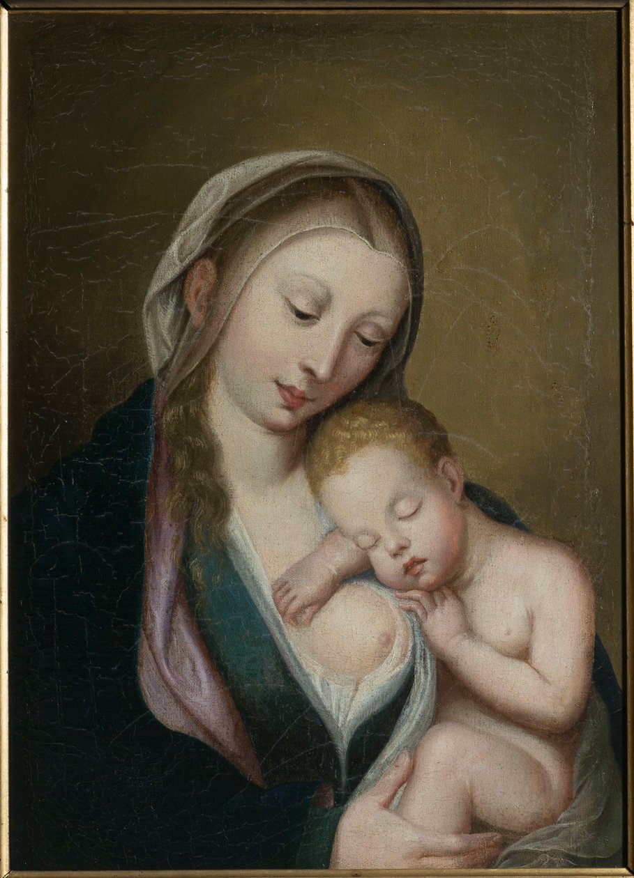 Die Jungfrau und das Kind schlafend auf ihrer Schulter. 18. Jahrhundert von Unknown artist