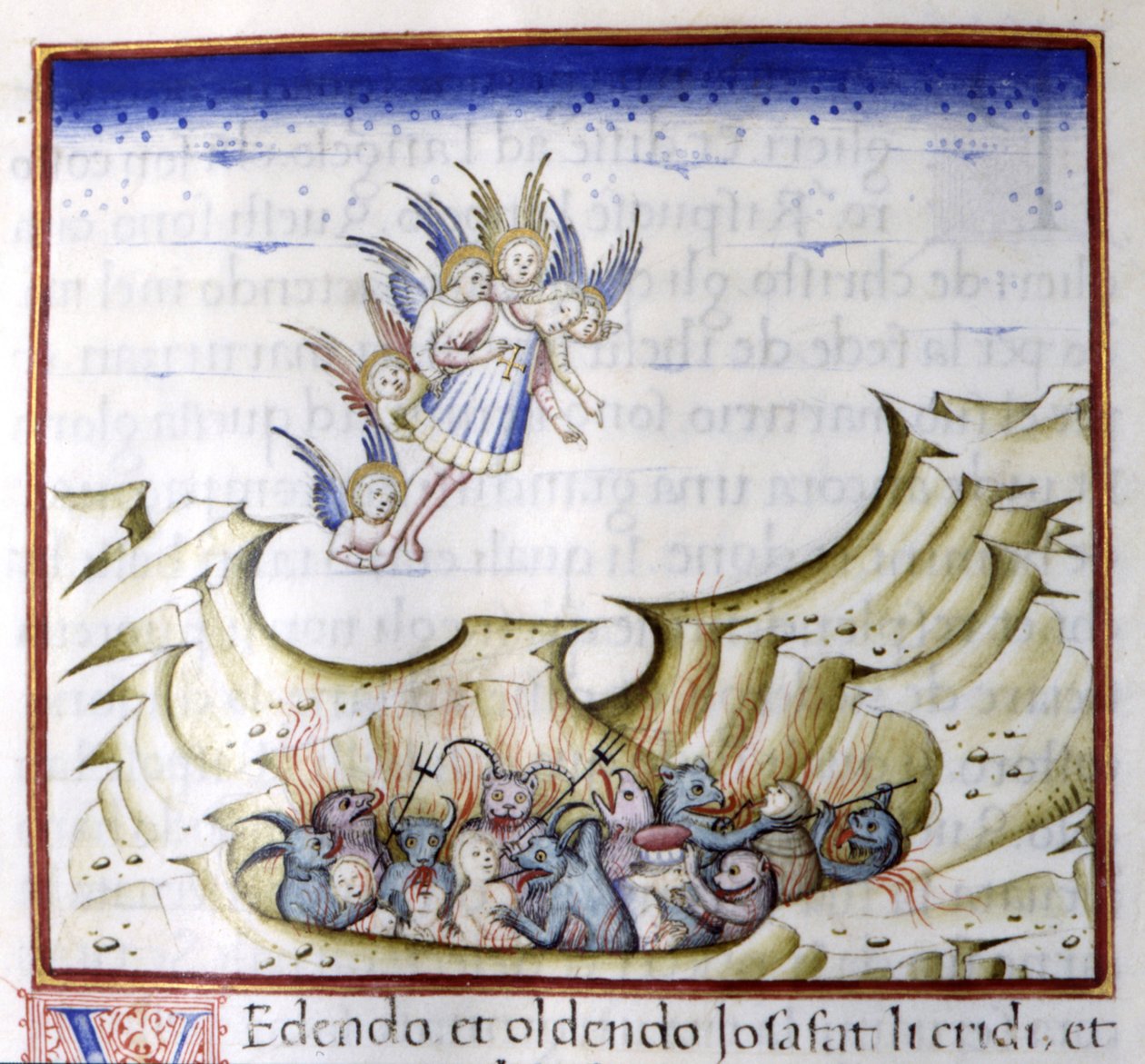 Der Engel, der die Hölle betrachtet. Manuskript aus dem 15. Jahrhundert von Unknown artist